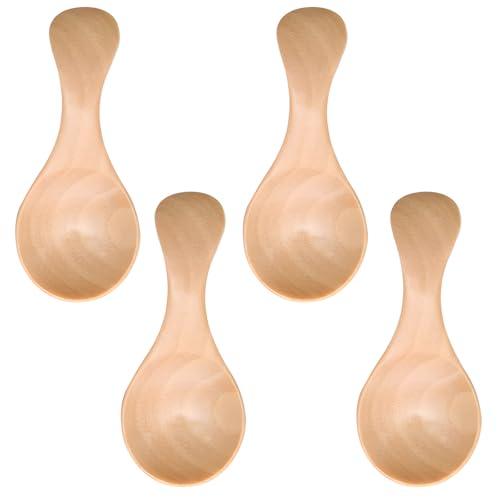木製スプーン 小さな木製スプーン (4個セット) ティースプーン 調味料 ハニー コーヒー マスター...