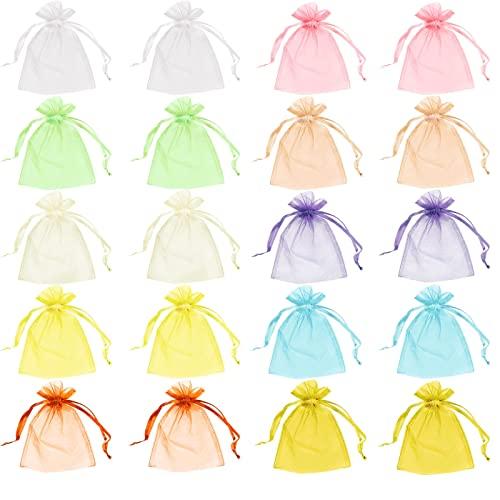 BTtime オーガンジー巾着袋 ギフトバッグ 包装 プレゼント ラッピング 無地 透明 小 誕生日...