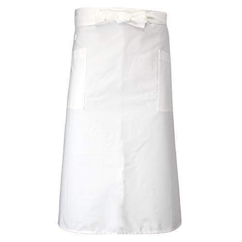 [センツキ] タオル ループ付き エプロン 白 シェフ 腰下 前掛け サロン ロング丈 タオル掛け ...