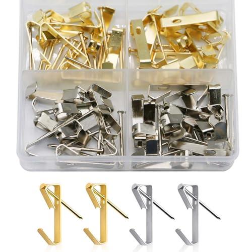 壁掛けフック  80個入り 石膏ボード ピン 画鋲 フック 収納ボックス付き、壁掛け、フォトフレーム...