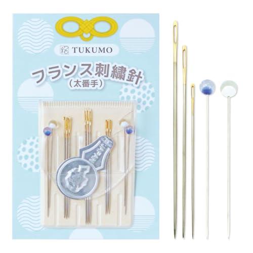 TUKUMO フランス刺繍針 太番手 刺しゅう 刺繍針 ３サイズ まち針付 シース付
