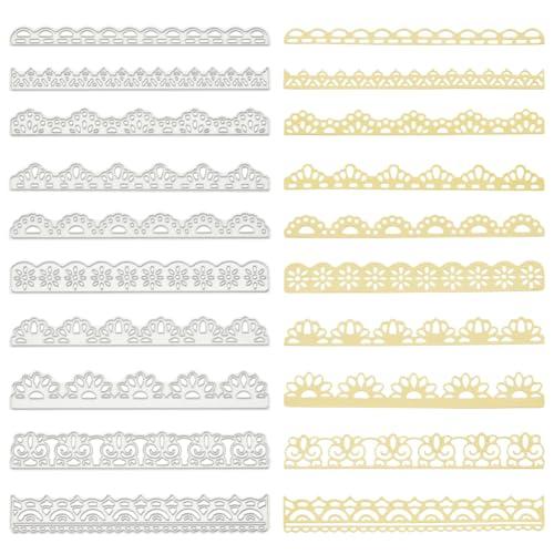 BENECREAT 10枚 カッティングダイ レース柄 ステンレス鋼製 ステンシル スクラップブック...