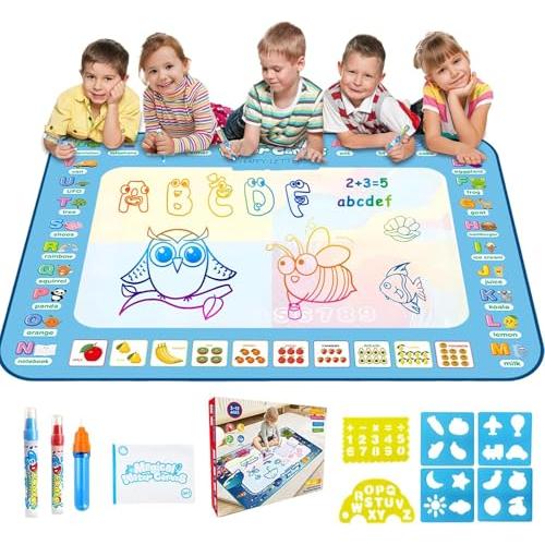 Cascais カラフルシート 水で描くおもちゃ ペン3本＆スタンプセット付き 知育玩具 子供(4歳...