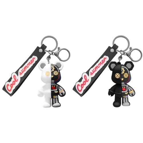 [ziyue] ロボット熊 ペア キーホルダー カップル グラデーション樹脂キーホルダー 2個セット...