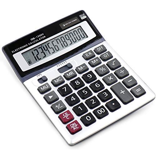TOSSOW 電卓 12桁 計算機 大型 おしゃれ 簿記 四捨五入ボタン付き オフィスの卓上計算機 ...