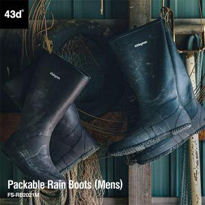 レインブーツ 長靴 メンズ アウトドア 農作業 釣り ガーデニング ロング 折りたたみ 軽量 収納袋付き 43degrees