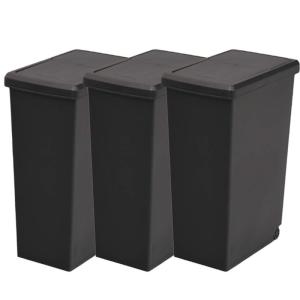 平和工業 (Heiwa Kougyou) 3個組 ゴミ箱 30L ふた付き 30L 3P BK ブラック (無地)の商品画像