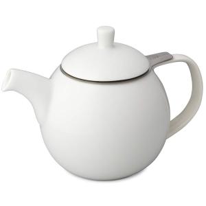 フォーライフ ティーポット 陶器 白 710ml 大容量 4杯用 茶こし付き 電子レンジ食洗機対応 ホワイト カーヴティーポット 387Wの商品画像
