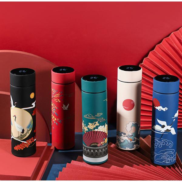 500ML 水筒 魔法瓶カップ 温度表示 直飲み ウォーターカップ 304ステンレス鋼 スポーツ コ...