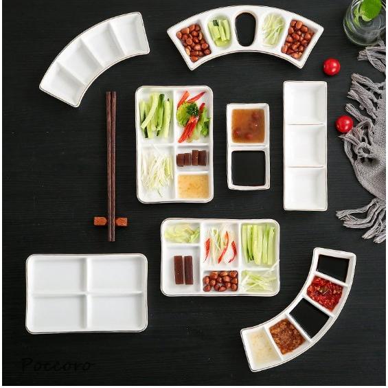 お皿 醤油皿 ソース皿 仕切り レストラン 白い 食器 キッチン雑貨 プレート ギフト プレゼント ...