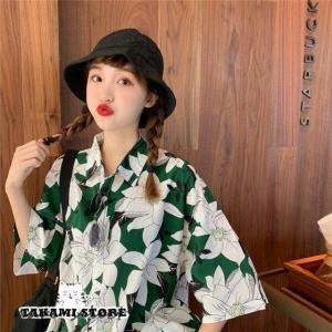 アロハシャツ トップス レディース 半袖 花柄...の詳細画像3