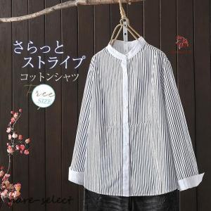 シャツ 長袖 ストライプシャツ レディース 秋 ...の商品画像