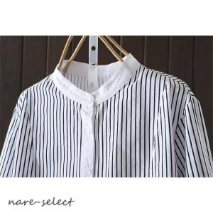 シャツ 長袖 ストライプシャツ レディース 秋...の詳細画像3