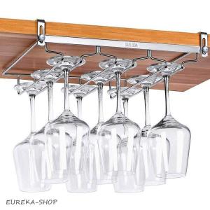 ワイングラス ホルダー ハンガー 穴あけ不要 棚厚さ調節可能 ワインホルダー 吊り下げ ステンレス製 (3列)
