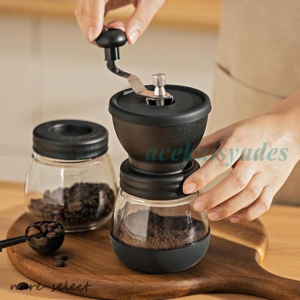 コーヒーミル 手動 手挽きコーヒーミル 豆挽き 全身水洗可能 持ち運びが便利 粉砕度調整可能 cof...