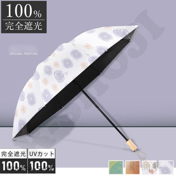 日傘 折りたたみ日傘 日焼け止め 自動開閉式 手開き式 花柄 遮光率100% UPF50 傘 軽量 ...