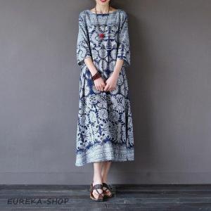 ミセスカジュアルワンピース ロングワンピ 5分...の詳細画像1