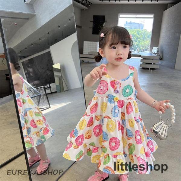 ワンピース ノースリーブ ベビー 子供服 春夏 女の子 キッズワンピース ロングワンピース チュニッ...