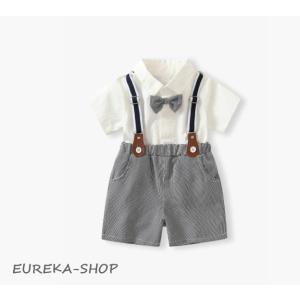 男の子 フォーマル ロンパース チェック 半袖 入園式 春夏 春 夏 半袖 サスペンダー スーツ キ...