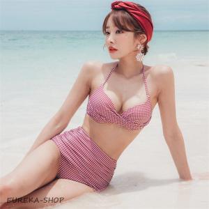 水着 レディース ビキニ 水着セット チェック...の詳細画像4