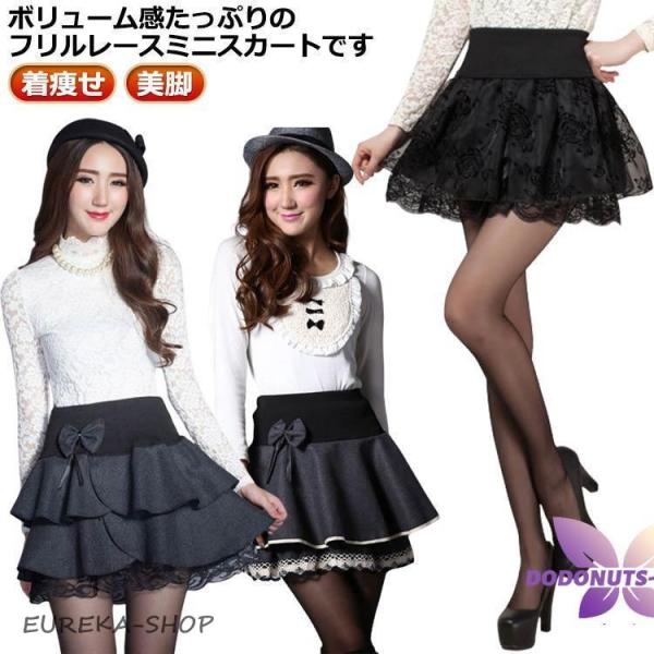 ウエストゴム ミニスカート スカート ハイウエスト 可愛い Ａライン 地雷系 フレア ティアード レ...