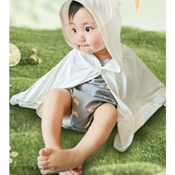 UVカット ベビーポンチョ -5℃ 涼感 マント ケーブ  日除け 接触冷感 ひんやり パーカー 冷...