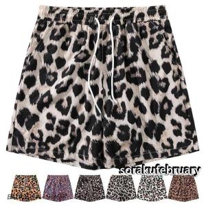 VICTORIOUS ハーフパンツ 5ポケット ヒョウ柄 レオパード柄 XL エンプティオ レオパード 柄入り ハーフパンツ 膝上 ヒョウ柄 ショート