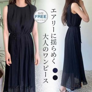 ワンピース 夏 レディース ロング丈 シアー きれいめ 40代 30代 50代 60代 シフォンワンピース ノースリーブ