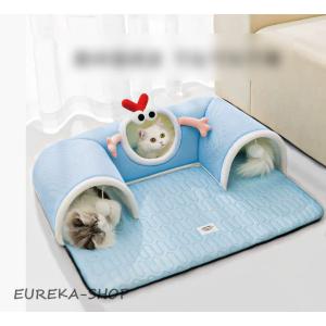 新作春夏用 通気性抜群 布製 猫用かくれんぼトンネル 遊び＆寝心地両用 猫ベッド ペットハウス