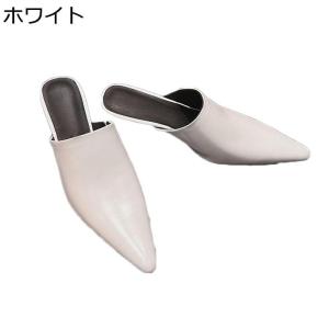 レディースミュール パンプス 本革 レザー ブ...の詳細画像2