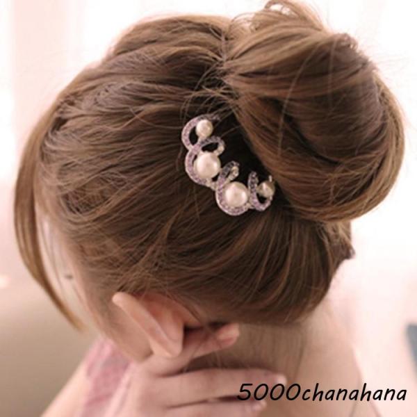 ヘアアクセサリー 髪飾り コーム かんざし レディース 女性 お団子 フェイクパール フラワー 花 ...
