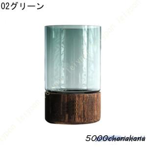 花瓶 大 フラワーベース ガラス 木製 北欧 ...の詳細画像1