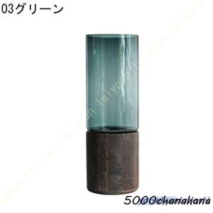 花瓶 大 フラワーベース ガラス 木製 北欧 ...の詳細画像2