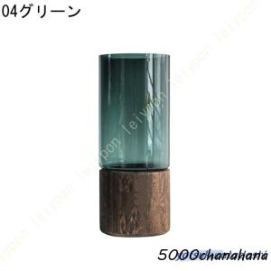 花瓶 大 フラワーベース ガラス 木製 北欧 ...の詳細画像3