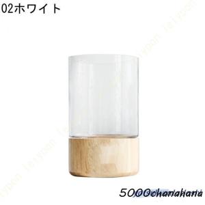 花瓶 大 フラワーベース ガラス 木製 北欧 ...の詳細画像4