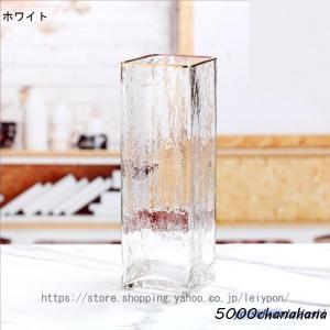 花瓶 グレー 北欧 クリア ガラス 透明 フラ...の詳細画像3