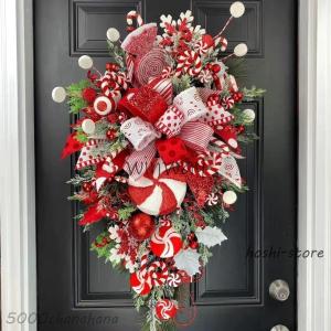 クリスマスリースクリスマススワッグ大きいオーナメントナチュラルリースドア玄関庭園部屋壁飾りガーランド松かさ華やかおしゃれ新年飾り50cm