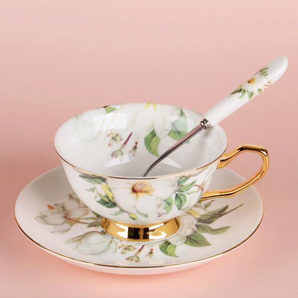 コーヒーカップ 2点セット ティーカップ  陶器 おしゃれ フラワー マグカップ コーヒーカップ 花...