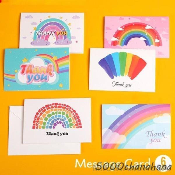 メッセージカード グリーティングカード サンキューカード Thank you カード 可愛い 6枚 ...