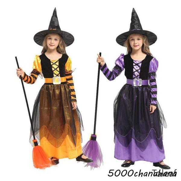 【ハロウィン】コスプレ 魔女 子供 女の子 衣装 仮装 可愛い 帽子 ドレス ワンピース キッズ 魔...