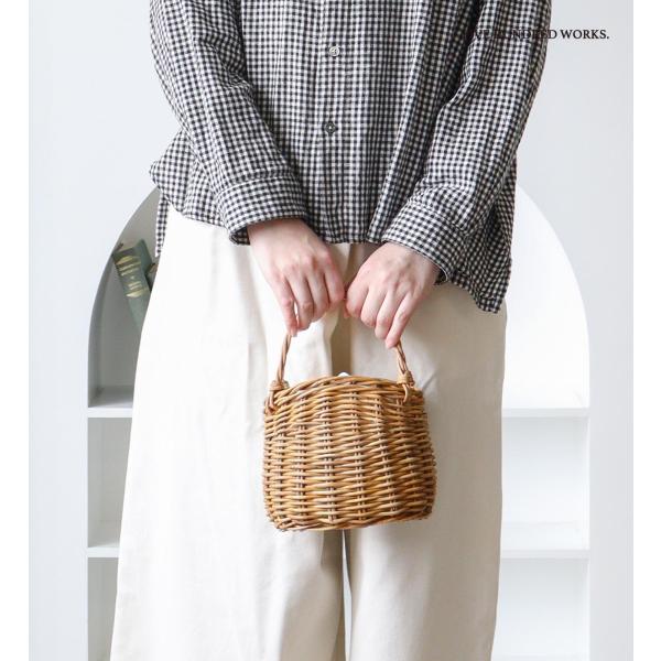 かごバッグ ミニバッグ ハンドバッグ バスケット 藤 皮付きラタン 持ち手付き 巾着 かご編み かわ...