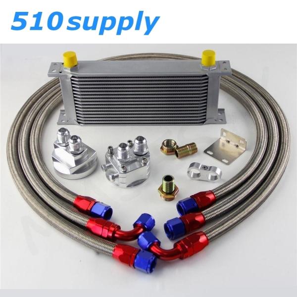 オイルクーラー アルテッツァ SXE10 16段 汎用 オイルエレメント移設タイプ シルバー 3S-...