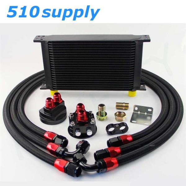 オイルクーラー BNR32 BCNR33 BNR34 22段 汎用 エレメント移設タイプ ブラック ...