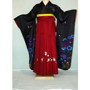 振袖袴レンタル 卒業式 標準サイズ フルセット 謝恩会 卒業袴 着物レンタル 正絹振袖 古典柄 青・...