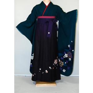 振袖袴レンタル 卒業式 標準サイズ フルセット 謝恩会 卒業袴 着物レンタル 正絹振袖 古典柄 青・...