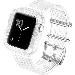 Tadong コンパチブル apple watch バンド アップルウォッチバンド スポーツバンド 交換用ベルト 一体型透明 クリア iWatch Sの商品画像