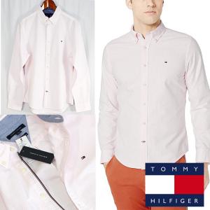 トミー シャツ TOMMY HILFIGER メンズ トミーヒルフィガー ワンポイント ストライプ 長袖シャツ t590 ピンク 爆買