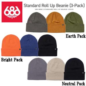 シックスエイトシックス 686 Men's Standard Roll Up Beanie 3-Pack メンズ スタンダード ロールアップ ビーニー スノーボード｜54tide