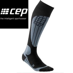 【CEP】薄くて暖かい遠赤外線素材  Ski Thermo Socks レディース スキー スノーボード スポーツ  サーモソックス 靴下 厚手タイプ ボード black grey｜54tide