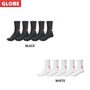 グローブ GLOBE メンズ ソックス 5足セット 靴下 スケートボード BLACK・WHITE Minibar Crew Sock 5 Pack｜54tide
